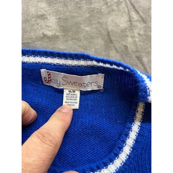 Jolly Sweaters Size M Blue Bro Where's the Party‎ Holiday Ugly Christmas Sweater - Picture 3 of 4